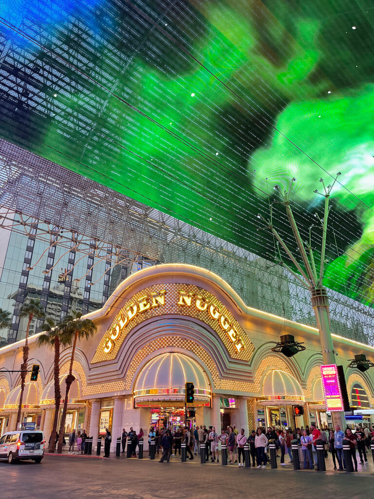 overhead lighting in downtown Vegas