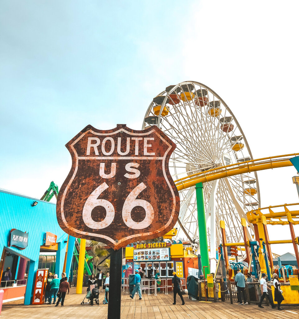 Route 66 sign on Santa Monica Pier