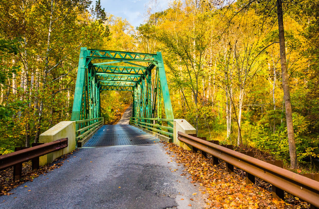 Bridge at Gunpowder Falls State Park in the fall