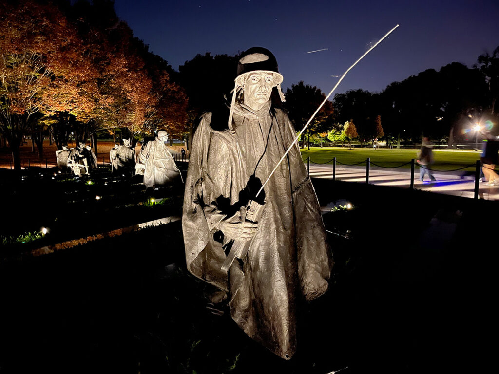 Korean War Memorial by night in Washington DC