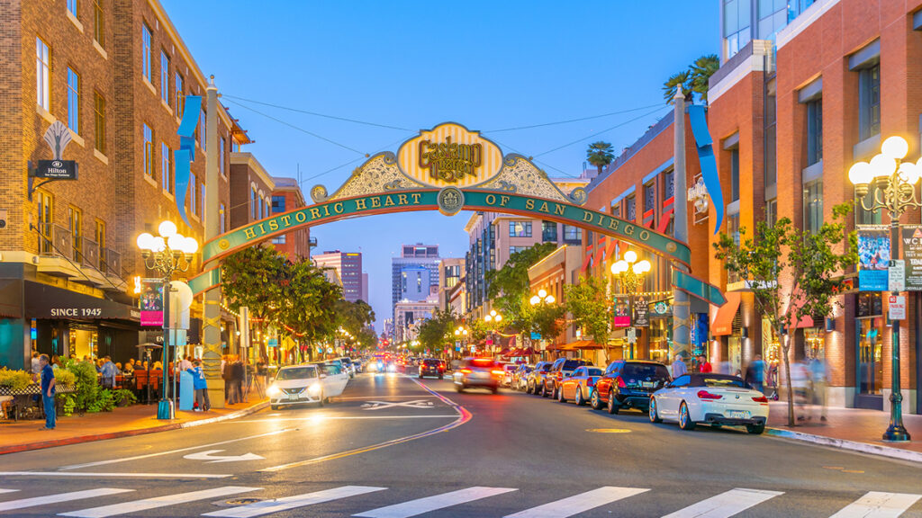 Gaslamp San Diego at dusk