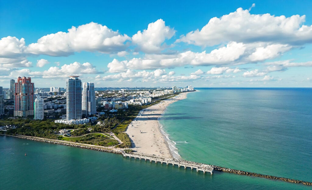 Aerial view of South Pointe beach and park